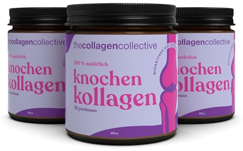The Collagen Collective Bioaktiv Kollagen Pulver für Knochen – Hochdosiert für starke Knochen, Struktur für Calcium, Osteoporose Prävention, Typ 1 Kollagenhydrolysat vom Rind (3 Pack)