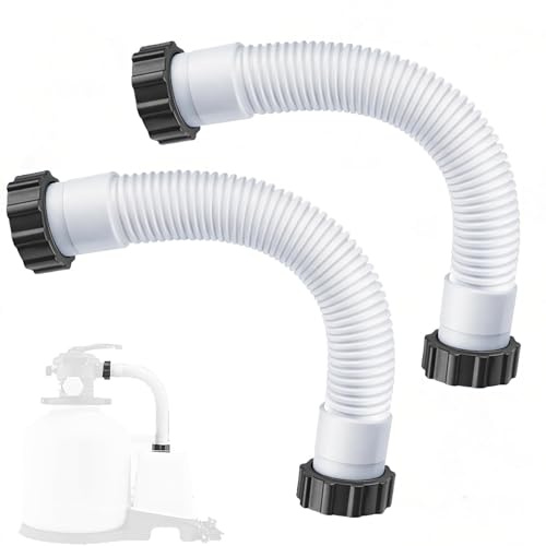 Tubo Piscina 38 mm, confezione da 2 (tubi da 40 cm) - Tubo di collegamento con dadi per filtri a sabbia e pompe per piscina - Tubo di ricambio riutilizzabile per piscine