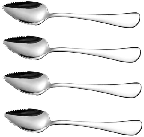 Grapefruktskedar med tandad kant 4 st matkvalitet rostfritt stål desserttallrik med handtag non-stick för kiwi papaya orange glass