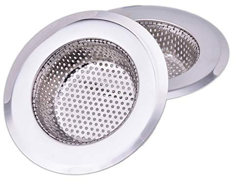 CORNERJOY 4.5 Inch Diameter Rim Heavy Duty Stainless Steel Kitchen Sink Basket Strainer, Large (Pack of 2)