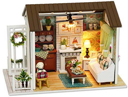 CUTEROOM DIY Puppenhaus aus Holz, Handcraft, Miniatur Kit-Salon, Modell und Möbel, Zeigen Fotos und Unterricht in Englisch (Z008)
