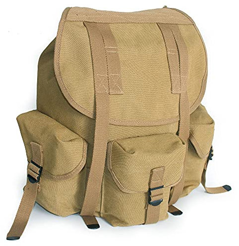 M14 Rucksack aus Segeltuch, Motiv: US-Militär, 2. Weltkrieg, Khaki, Khaki, Large, Classic