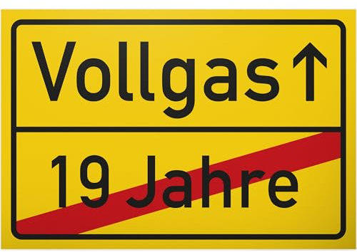 DankeDir! Vollgas (19 Jahre) Schild - Geschenk 20. Geburtstag Geschenkidee Geburtstagsgeschenk Zwanigsten Geburtstagsdeko Partydeko Party Zubehör Geburtstagskarte