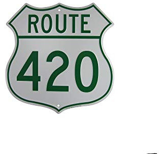 TG, LLC US Highway Route 420 geprägtes Metallschild Lustiges Weed Humor Wanddekoration