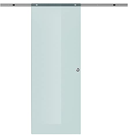 HOMCOM Porta Scorrevole in Vetro Smerigliato con Binario 205x77.5x0.8cm