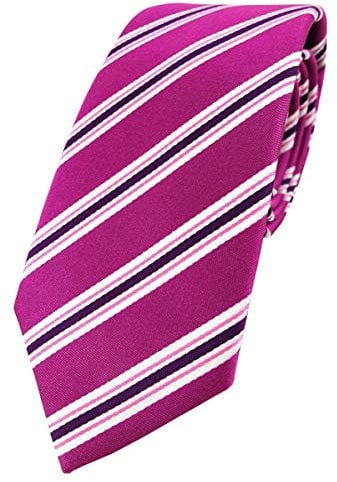 Enrico Sarto hochwertige Designer Seidenkrawatte in magenta rosa lila silberweiß gestreift