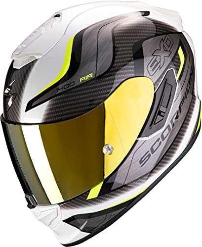 Scorpion Herren NC Motorrad Helm, Weiss/Gelb, L