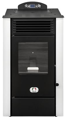 STUFE A PELLET ITALIA Alaska 10 KW | Pelletöfen mit Belüftung Effizienz 91% Heizt 85m² Autonomie 20 Sdt. Programmierbar 5 Geschwindigkeiten und Kräfte 24M Garantie Weiß