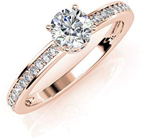 MYC-Paris - Elise Ring - Hochwertiges Messing + 18K vergoldet - 37 hochwertige österreichische Kristalle - Geburtstagsgeschenk, Muttertag, Weihnachten Rose Gold Farbe - 54