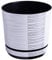 KORAD Vaso da fiori con sottobicchiere integrato - Decoro 071 - bianco con filo d'argento, diametro 26 cm - Vaso per piante in plastica di alta qualità - Pentola di piante con fori di drenaggio