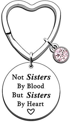 JMIMO Schlüsselanhänger mit Aufschrift Not Sisters by Blood But Sisters by Heart, Geschenk für Schwester