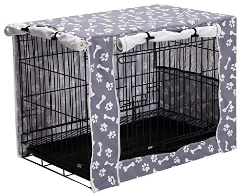 Durable Polyester Pet Kennel Cover - Universal Fit for Wire Dog Crate - Fits Most 24 inch Dog Crates - Sky Gray