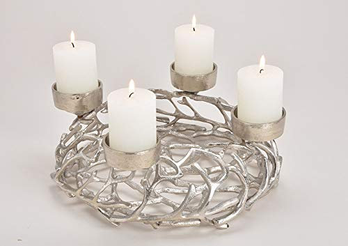 Wurm - Adventskranz, Kerzenhalter aus Alu Silber (B/H/T) 38x15x38cm
