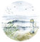 Grandora Wandaufkleber Wandtattoo Schlafzimmer Strand Küste Meer Wandsticker Ostsee Wandbild Wohnzimmer Wanddeko Esszimmer Flur Tapete selbstklebend rund DL652-03