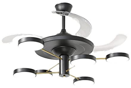 XXZY 40 Ceiling Fan With Lights With Remote Control LED 3 Color Timing Silent Ceiling Fans 4 ABS Invisible Blades 6/8 Lamp Holder (Color : Black, Size : 8-light)