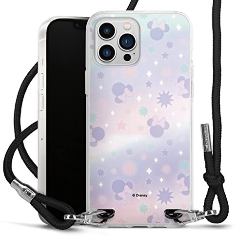 Carry Case kompatibel mit Apple iPhone 13 Pro Max Hülle mit Band Handykette zum Umhängen schwarz Disney Minnie Mouse Muster