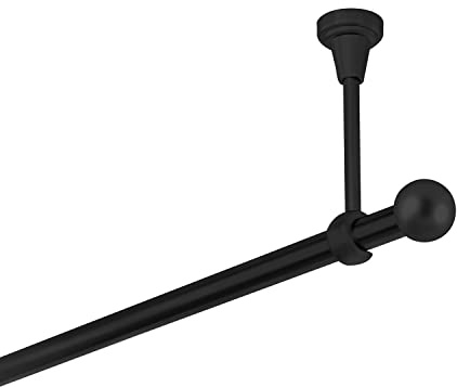 Gardinenstange schwarz 240 cm 1-läufig 19 mm aus Metall Deckenbefestigung Kugel