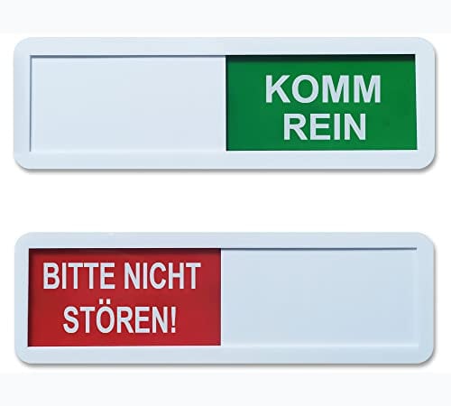 BITTE NICHT STÖREN - KOMM REIN Türschild 18 x 6 x 0.6cm aus Acryl-Kunststoff Privatsphäre Türschild mit 3M Klebefläche und Schiebefunktion Wendeschild - 1 Stück