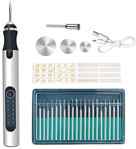 Incisione Penna, Elettrica Incisioni Penna Portatile, Strumenti per Incisione Elettrica Senza Fili per DIY gioielli in metallo vetro legno Leather Plastica Incidere