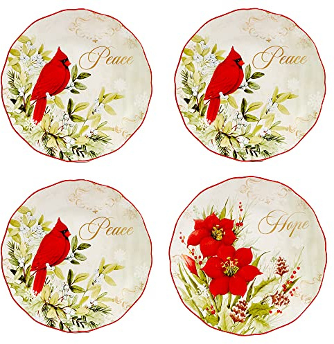 Certified International Winter's Medley 8.5 Salad/Dessert Plates, Set of 4, Multicolor, Medium