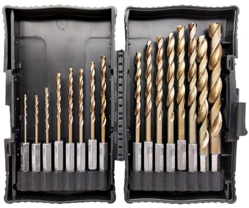 Hochleistungsschnellstahl HSS-G Bit Aufnahme Metallbohrer Set 16 tlg 1/16 - 3/8 Zoll Größen Spiral Bohrer Satz in Box