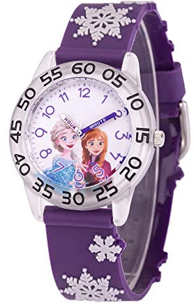 Disney La Reine des Neiges Montre analogique à quartz avec bracelet en plastique pour enfants, violet, bracelet, violet, Bracelet