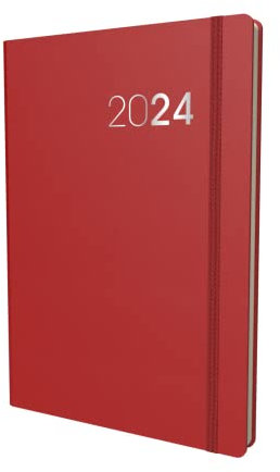 Collins Legacy Terminplaner 2024, A5, Tagesansicht, mit Terminen, Business-Planer und Organizer, Januar bis Dezember 2024, Tagesplaner, Rot, CL51.15-24