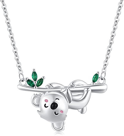 Koala Kette 925 Sterling Silber Niedliches Tier Koala Bär Anhänger Halskette Koala Schmuck Geschenke für Frauen Mädchen Freundin