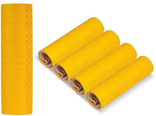 Luftschlangen Set zur Dekoration, Gold-Gelb Design, aus Papier, 5 Rollen á 18 Abrissen mit 7 mm Breite und 3 m Länge, Party Deko für Geburtstag, Karneval, Silvester, Girlande Papierschlange, Tischdeko