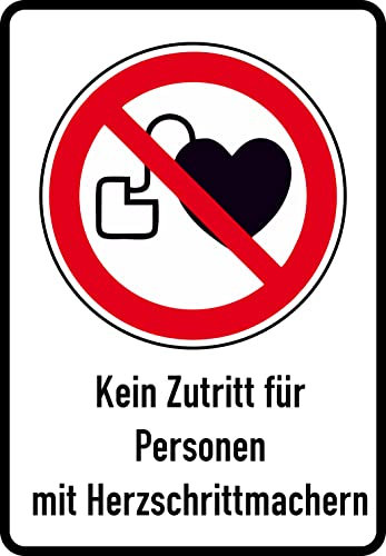 Daged Kein Zutritt für Personen mit Herzschrittmachern Aufkleber 23x16 cm Hinweiszeichen DIN EN ISO 7010 -P007 Sticker T-182