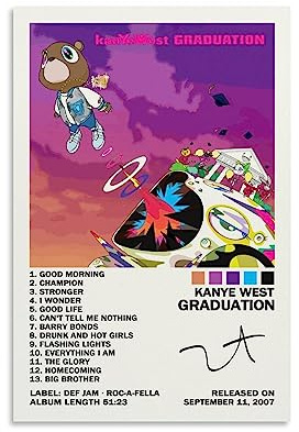 EASSL Kanye Poster West Graduation Album Cover Poster Leinwand Kunst Poster Schlafzimmer Dekor Poster 50 x 75 cm