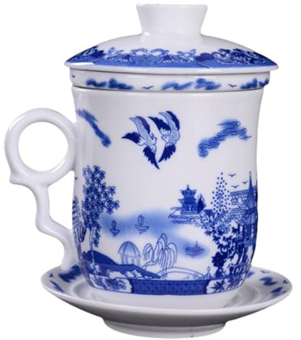 FONDOTIN Chinese Gongfu Loose Leaf Tea/Coffee Brewing System- Bone China Porcelain Ceramic Cup- Chinese Jingdezhen Ceramics Coffee Mug Teacup Loose Leaf Tea Brewing System (Cup)