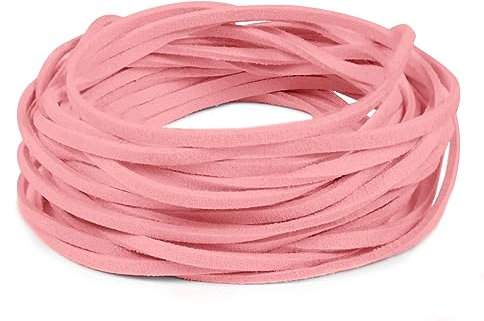 LEREATI Faux Leather Cord for Jewellery Making, 3mm Suede Cord Flat Leather String, 5m Beading Thread for Necklace, Bracelet, Pendants, Dream Catcher, DIY Crafts (Dark Pink)