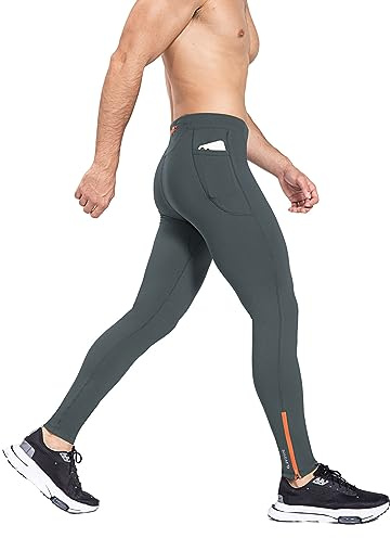 baleaf Legging de Course Thermique imperméable léger doublé en Polaire pour Homme avec Poches Gris Charbon. XXL