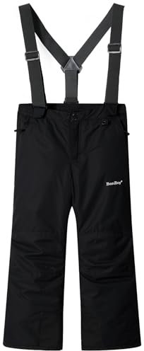 BenBoy Pantalones de esquí para Niño Softshell Impermeable Térmico Versátil Calidez Correas Pantalon Ajustables Peto para Montaña Senderismo Nieve Escalada Niños niña HXK5003-Black-104