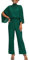IWEMEK Damen Lang Jumpsuit Weitem Bein Overall Hose Mock Hals Schlitz 3/4 Fledermausärmel Elastische Taille Schlüsselloch Rücken Strampler Festlich Party Hochzeit Einteiler Grün XL