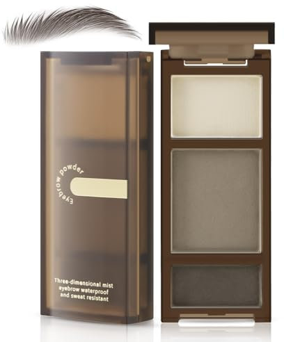 Boobeen 3 Farben Augenbrauenpuder Palette, wasserfestes, langanhaltendes Natur Augenbrauenpuder, Augenbrauen Definer Puder Makeup zum Auffüllen und Verstärken der Augenbrauen, Puder glatt