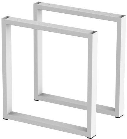 BK Styl 2 Stück Tischbeine aus Metall U-Form | Tischgestell aus 40x20mm Profilen | Tischkufen Tischfüße Möbelbeine für Schreibtische & Esstische I Stahl Pulverbeschichtet (400x420mm White)