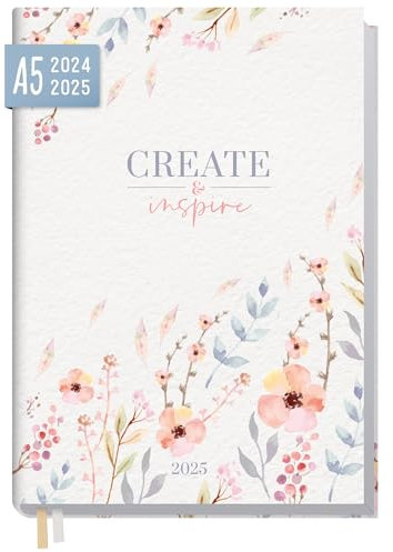 Häfft® Chäff-Timer Classic Kalender 2024/2025 A5 Sweet Flowers Buchkalender, Terminplaner, Terminkalender, Wochenplaner für 18 Monate: Juli 2024 bis Dez. 2025 - nachhaltig & klimafreundlich