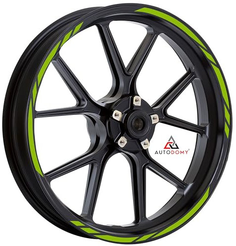Autodomy Motorrad Felgenaufkleber Komplettset | Felgenrandaufkleber für 2 Räder 15 bis 19 Zoll | Felgen Aufkleber Motorrad Tuning | Felgenaufkleber Motorrad Racing Design (Lindgrün)
