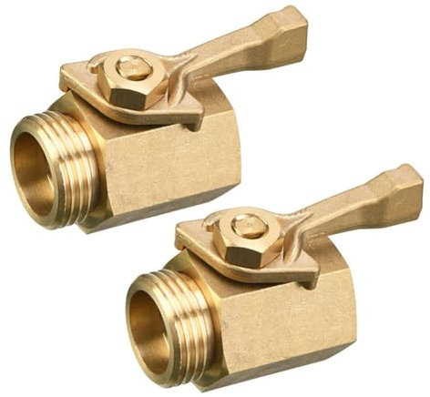 Pawlickio 2 StüCk 3/4 Sechseckige Einweg-Kugelhahn-Gartenarmaturen mit Ein-/Aus-Ventil, Einweg-Kugelhahn, Komplett Aus Kupfer und Messing