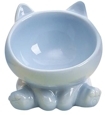 Dualoai Ensemble de Bols en Céramique pour Chat, Design Élégant et Pratique, Bleu