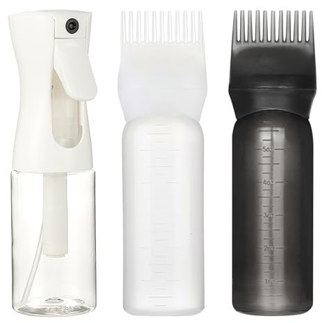 ZMDMAH 3 Pièces Applicateur Huile Cheveux Costume, 2 Peigne Applicateur Huile Cheveux und 1 Brumisateur Eau, Flacon Applicateur Huile Cheveux pour Coloration Capillaire Et Traitement du Cuir Chevelu