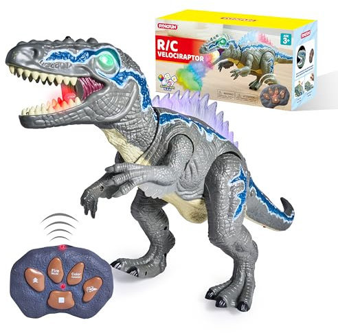 SYNCFUN Ferngesteuertes Dinosaurier-Spielzeug für Jungen und Mädchen im Alter von 3 4 5 6 7 Jahren, Laufender und Brüllender Realistischer T-Rex-Dinosaurier, Geburtstags