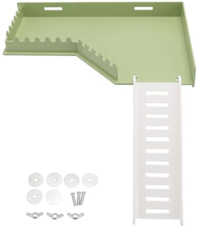 Hamster Platform with Ladder, Heavy Duty L-Shaped Climbing Platform for Small Animal Cage, Easy Installation Wooden Look Playground for Hamster, Gerbil, Mice, Chinchilla