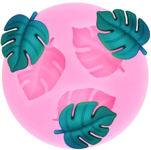 XMOLDNMS Moules à fondant en forme de feuille de tortue - Feuille de palmier - Moule en silicone - Plantes tropicales - En résine d'argile - Pour décoration de gâteau en sucre - Décoration de cupcake