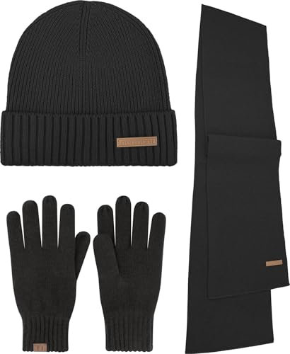 normani Elegantes Winterset aus Merinowolle bestehend aus Mütze, Schal und Handschuhe für Herren und Damen Farbe Anthrazit2