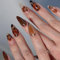24pcs Medium Almond False Nails - Press On Nails with Leopard Petal Design - Full Cover Fake Nails Removable Glue-on Acrylic Stick on Nail for Women Girls Nail Art Accessories