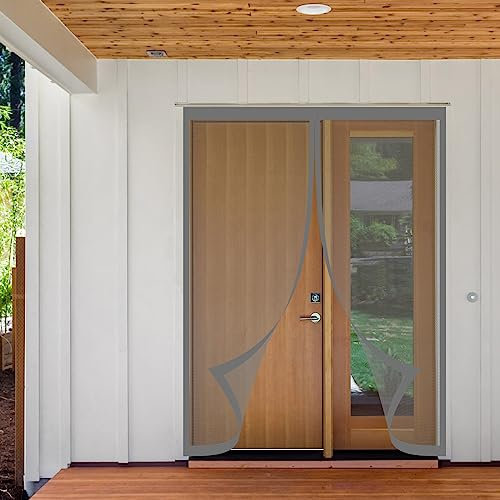 Zanzariera magnetica 175 x 255 cm, facile da installare, chiusura automatica, anti zanzare, colore grigio, per balcone, patio, camera da letto, porta dei bambini