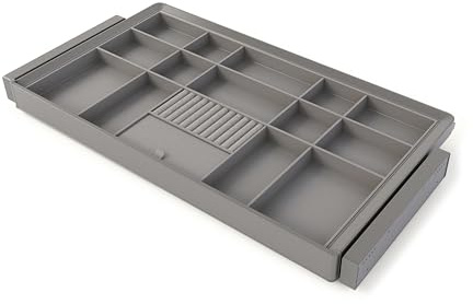 Emuca - Satz Organisationsschublade und ahmen für Schrank Quartz, mit Softclose-Vollauszug, Modul 90cm, Titanium